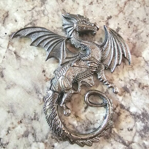 Fantasy Dragon Pendant – USA Cast Pewter – Winged Creature Necklace - Picture 2 of 5